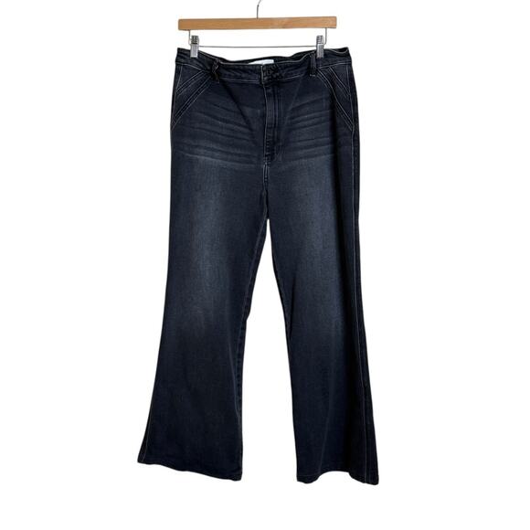 KanCan Celia Ultra High Rise Wide Flare Jeans Washed Black Denim‎ Womens Size 31 - Picture 10 of 10
